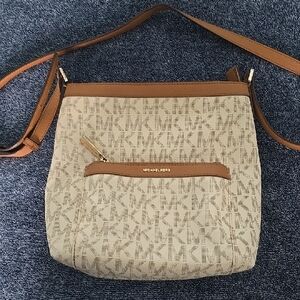 Michael Kors Tan and Brown Logo Crossbody Bag Rarely Used.